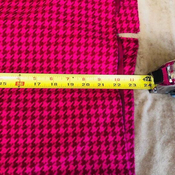 Merona Womens Pencil Skirt Plus Size 16 Pink Burgundy Houndstooth Plaid Fabric - Picture 7 of 10